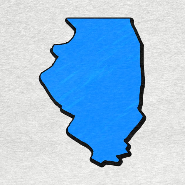 Bright Blue Illinois Outline by Mookle